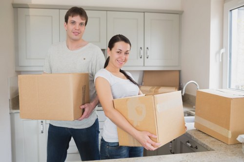 Packed boxes and furniture prepared for local house removals